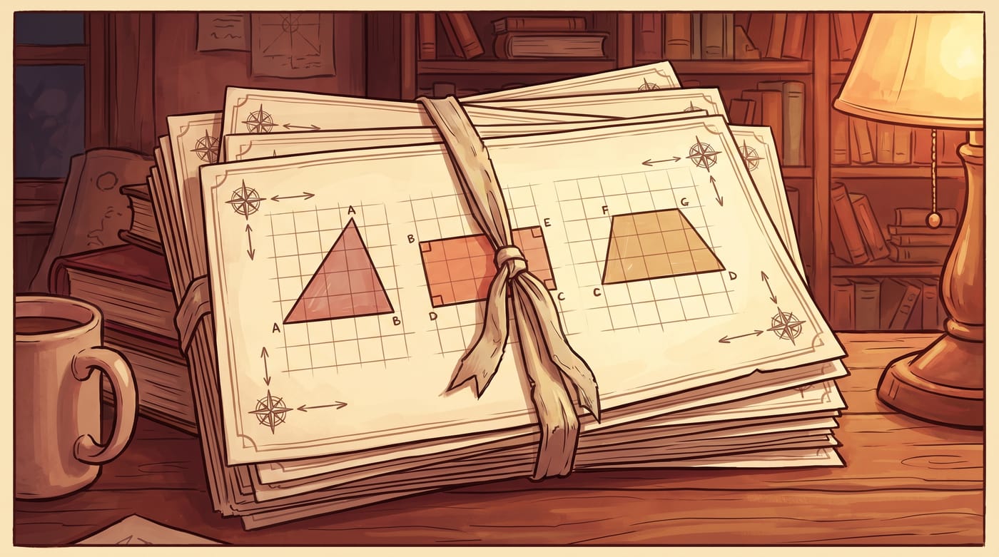 Elegant stacked study flashcards beside a softly glowing coordinate grid.